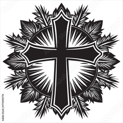 christian cross  icon vector