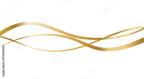 Golden swoosh border, luxury gold swirl lines, vector flow decoration element, shape for premium award, certificate