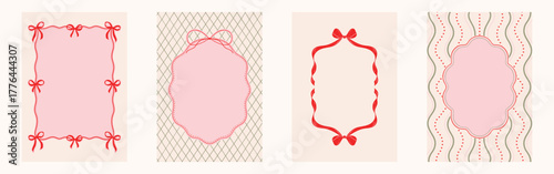 Set of 4 hand-drawn festive and whimsical frames and borders for holiday cards, invitations, and photo layouts, vector illustration.