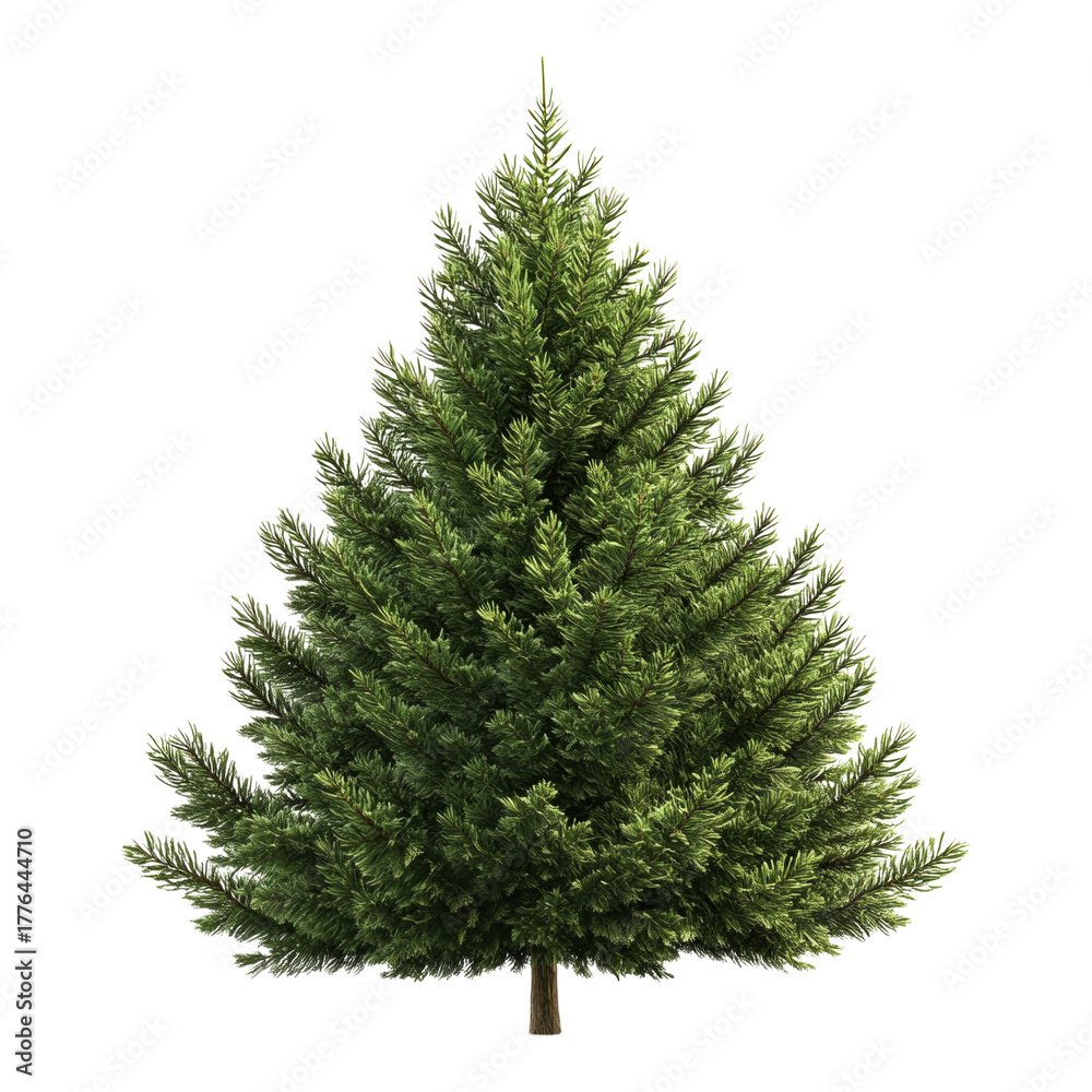 Fototapeta premium Evergreen Christmas Tree, Green Fir Tree, Holiday Decoration, Seasonal Plant isolated on Transparent Background