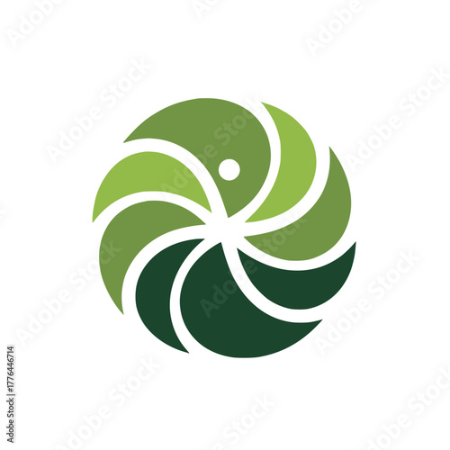 Abstract green circular swirl pattern representing growth and sustainability
