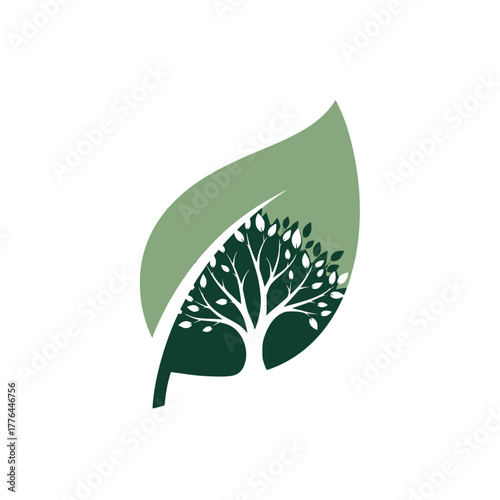 Eco-Friendly Tree and Leaf Icon Nature-Inspired Logo for Environmental Sustainability and Growth