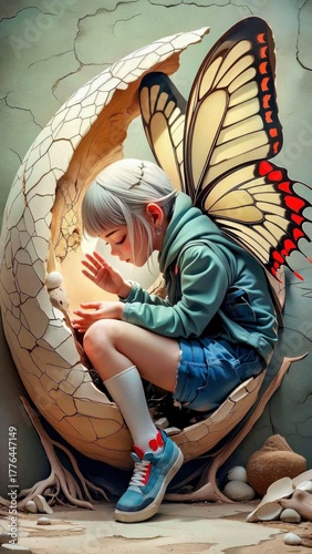 Ethereal Butterfly Children Imagination Nature Wonderland Fantasy Art Stock Photography.jpg