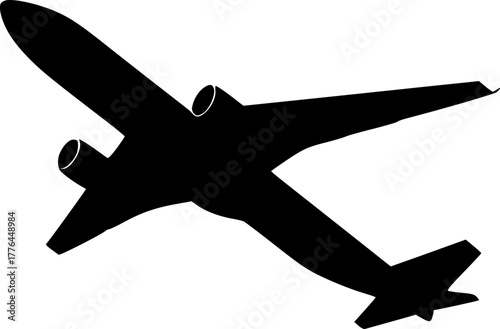 Black airplane silhouette design for flight and freedom concept