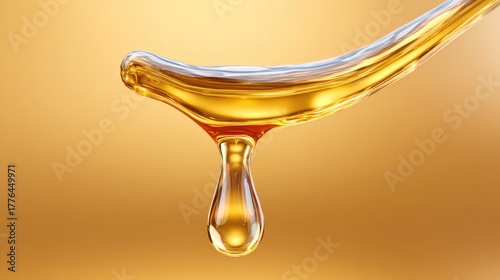 Dripping golden - colored liquid