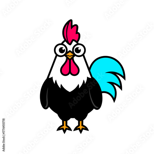 Quirky Cartoon Rooster with Glasses