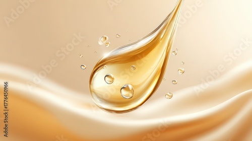 Golden oil drop in motion