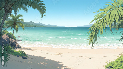 TropicalBeachWithPalmTrees