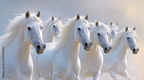 Running white horses