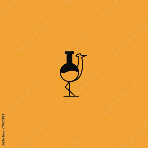 Heron Lab Flask Logo Design.