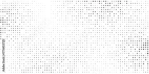 Dotted abstract mesh halftone gradient texture. Vanishing polka dot simple abstract