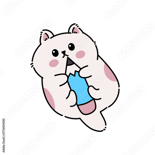 Cute cartoon cat holding a pencil, perfect for school, learning, creativity, and stationery-themed designs.