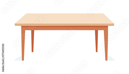 Elegant flat top wooden table with tapered legs adding charm to living rooms cafes