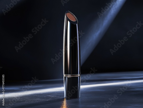 Sleek Lipstick Tube Showcase with Dramatic Lighting for Cosmetic Product Promotion