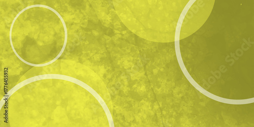 Yellow abstract background with white circle rings in faded distressed vintage grunge texture design. High resolution textured pattern. Abstract modern background design concept for template banner. 