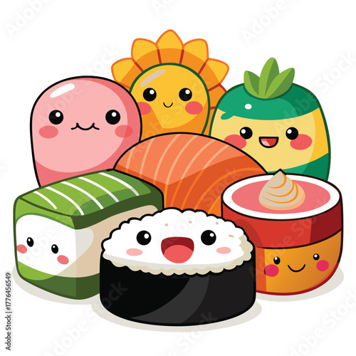 sushi cartoon vector