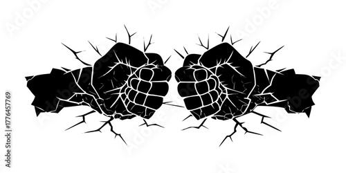 Abstract white cracked lines and fragments on a black background representing damage or breakage