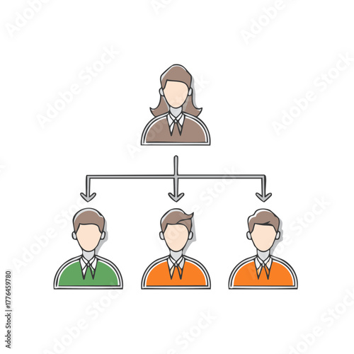 Business Hierarchy Chart With Manager And Employees Simplified Organizational Structure