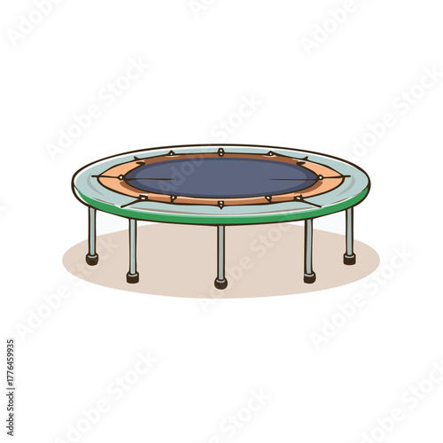 Round trampoline with metal legs for outdoor recreation and exercise