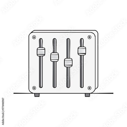 Sound Mixer Console Faders Doodle, Audio Mixing Desk with Sliders,  Recording Studio Equipment