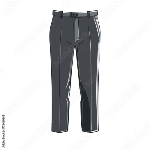 Dark grey pleated men's dress trousers illustration for business fashion and formal wear concepts
