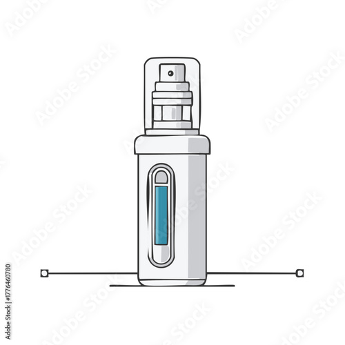White Spray Bottle with Teal Indicator for Hygiene or Healthcare Needs Simple Clean Illustration