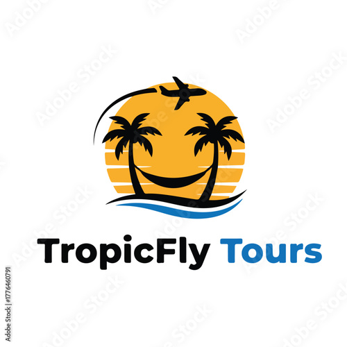 Tropic Fly tropical travel beach palm island flight adventure tours logo