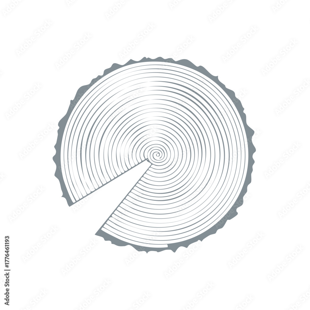 Fototapeta premium Abstract Circular Tree Ring Pattern with Wedge Cutout Vector Graphic