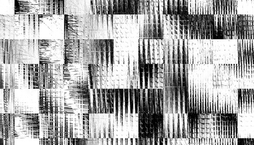 Monochrome texture composed of irregular graphic elements. Distressed uneven grunge background. Abstract png illustration. Overlay for interesting effect and depth