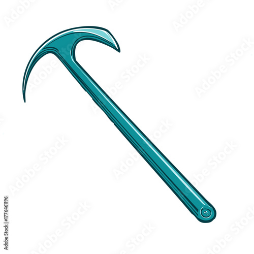Curved Teal Hooked Tool with Ribbed Handle for Grabbing or Anchoring