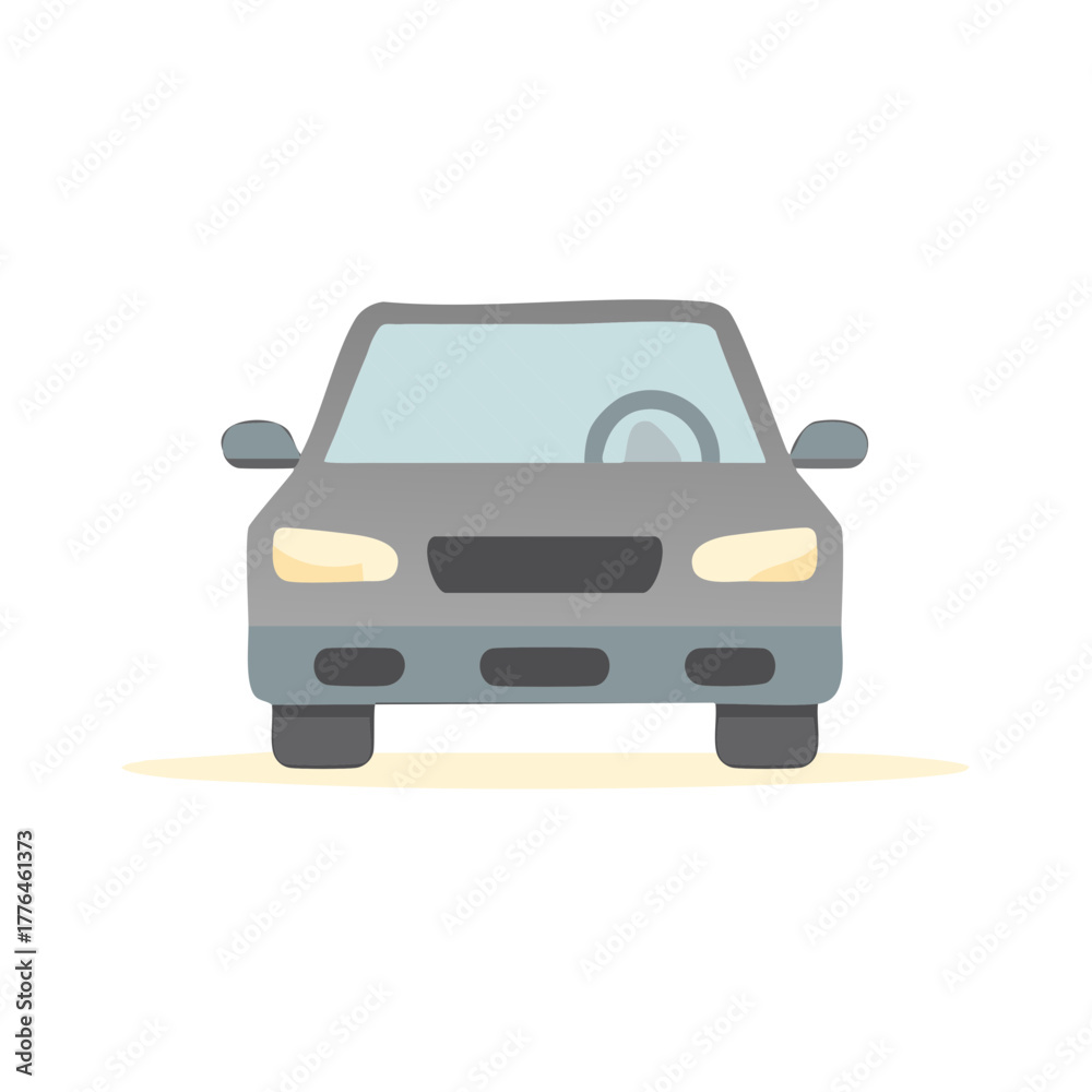 Obraz premium Illustrated Gray Automobile Front View Simple Car Design for Transport Purposes