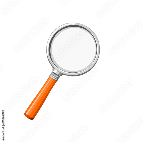 Classic magnifying glass with an orange handle illustration for search research and investigation concepts