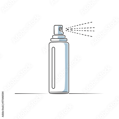 Illustrated spray bottle spraying droplets icon. Vector design element.