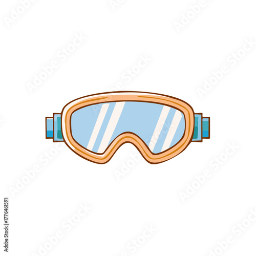 Ski Goggles Winter Sport Eyewear Protection Flat Cartoon Vector Illustration