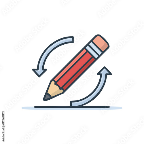 Rewriting and Editing Concept Icon with Pencil and Circular Arrows