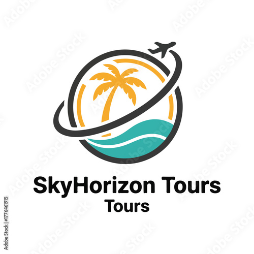 Sky Horizon tours travel airplane palm island vacation tourism logo