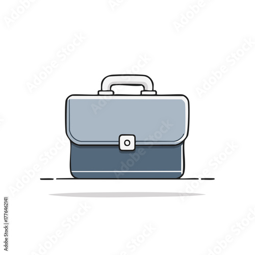 Stylized Illustration of a Classic Blue and Gray Briefcase on White
