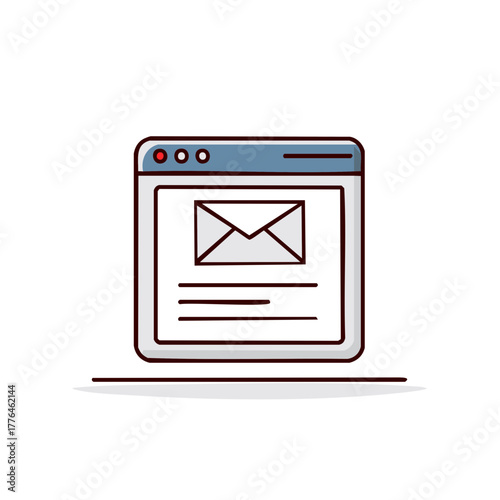 Browser Window with Email Icon Illustrating Online Communication and Web Mail Service