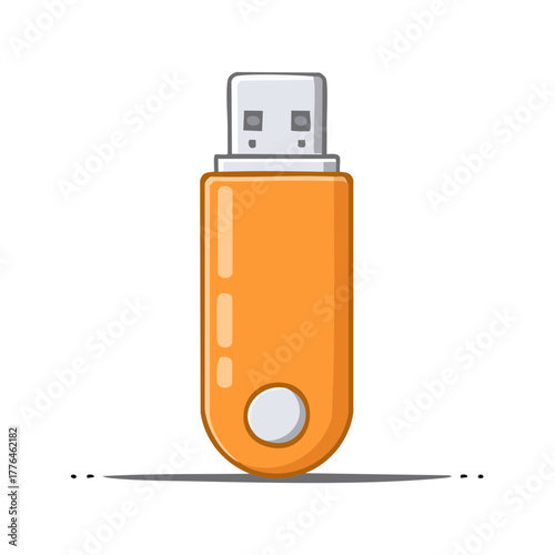Orange USB flash drive vector illustration for portable digital data storage device technology