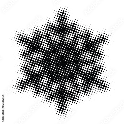Isolated snowflake, halftone dots, fading dot effect, winter background design, vector illustration