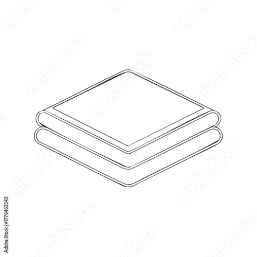 Stack of folded towels line art in simple graphic style, laundry or spa concept, isolated on white