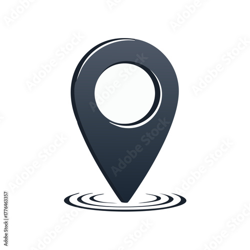 Modern 3D map pin icon marking a destination point with a ripple effect