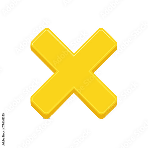 Isometric Yellow Cross or X Symbol for Error and Incorrect Icons