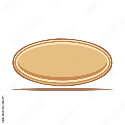 Empty oval plaque with a layered brown frame perfect for text or a logo vector graphic