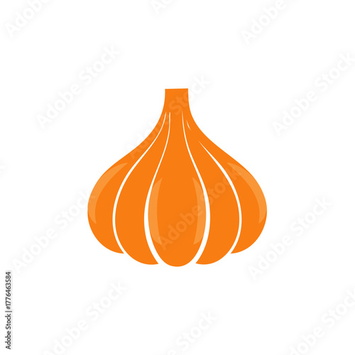 Vibrant Orange Garlic Bulb Isolated Fresh Cooking Ingredient