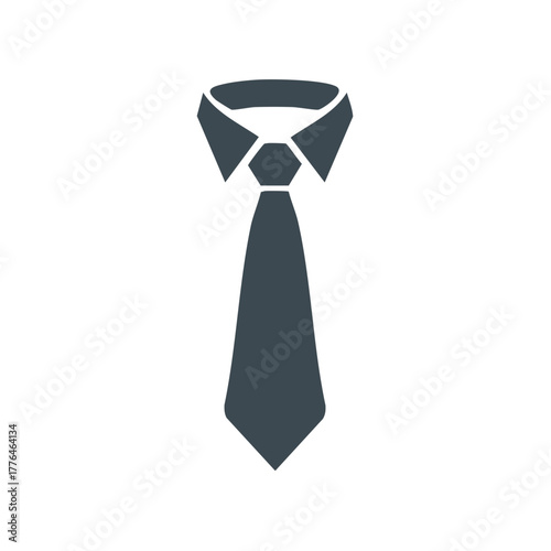 Classic Dark Grey Necktie Icon with Knot and Collar
