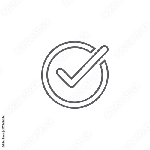 Check Mark Outline inside a Double Circle for Approval or Success Illustration