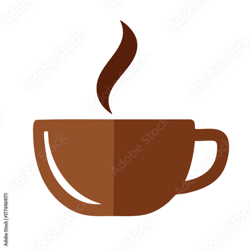 Steaming Brown Cup with Coffee or Tea Illustration Graphic Design