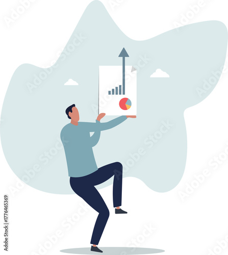 Present company growth, boost profit or increase revenue, success investment or growing sales, report or improvement statistics concept.life and employment of people.