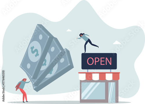 Company buyout, acquisition agreement or takeover, selling company offer or merger, franchise business concept.life and employment of people.